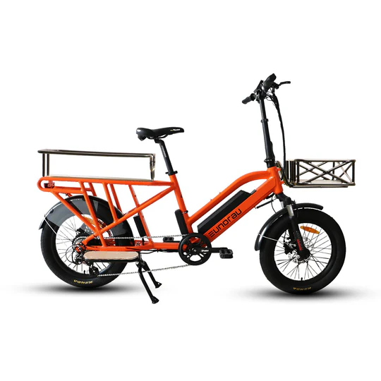 Orange EUNORAU G30-CARGO 48V/20Ah 500W Dual Battery Cargo Electric Bike with basket