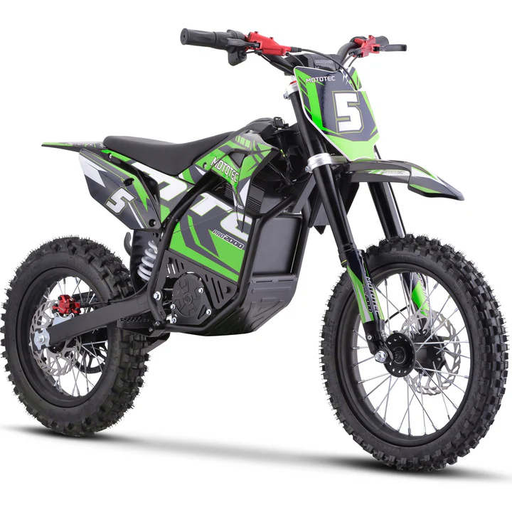 green MotoTec Pro 60V/15.6Ah 2000W Off-Road Electric Dirt Bike
