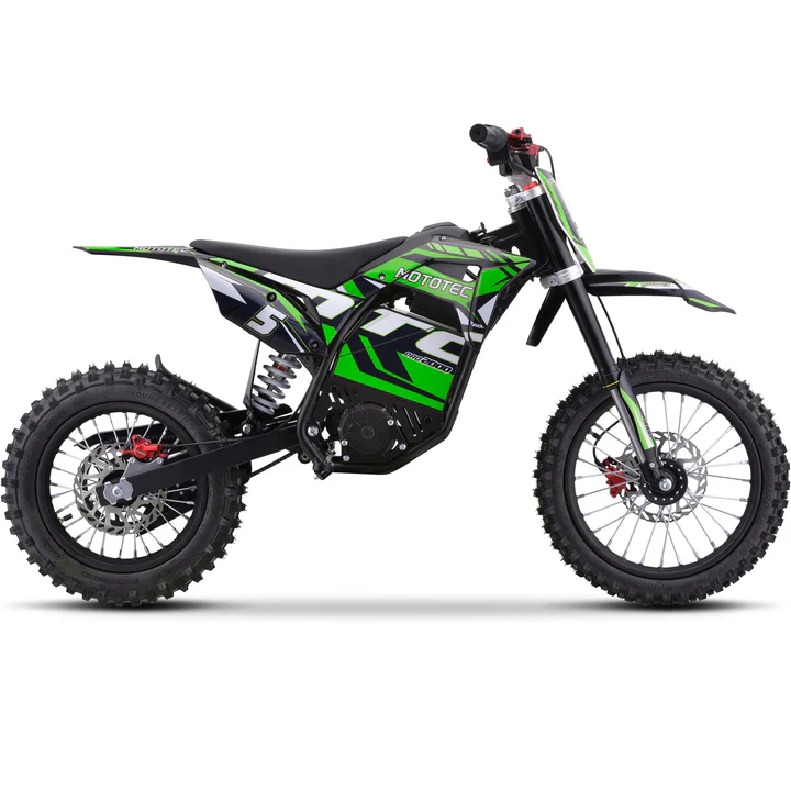green MotoTec Pro 60V/15.6Ah 2000W Off-Road Electric Dirt Bike