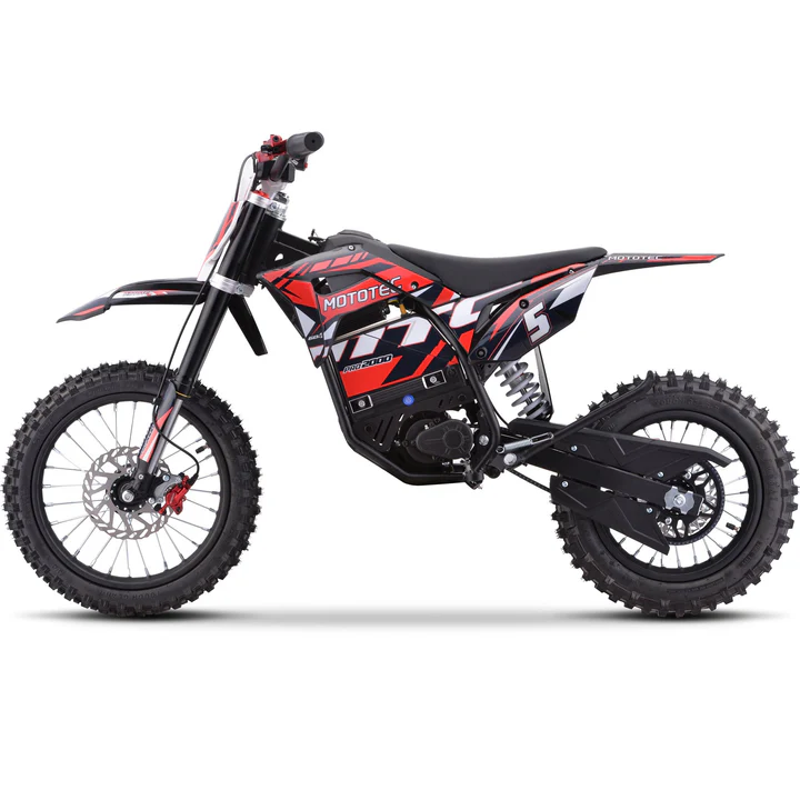 Red MotoTec Pro 60V/15.6Ah 2000W Off-Road Electric Dirt Bike