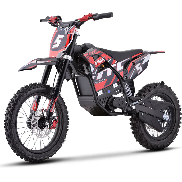 Red MotoTec Pro 60V/15.6Ah 2000W Off-Road Electric Dirt Bike